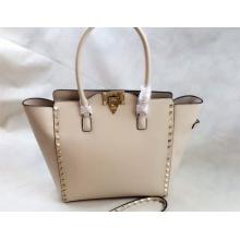 Top Replica Valentino Rockstud Double Handle Tote Bag White at CA