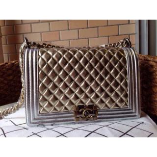 1:1 Chanel Golden with Silver Le Boy Flap Shoulder Bag Gold/Silver