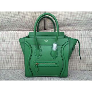 1:1 Fake Celine Luggage Micro Bag in Original Leather Green