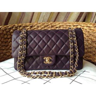 2016 Chanel Fabric Pattern Leather Classic Flap Shoulder Bag Black