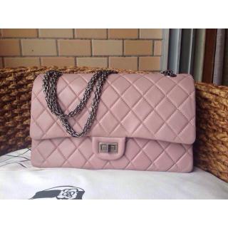 2016 Chanel Lambskin Leather Classic 2.55 Reissue Size 226 Double Flap Shoulder Bag Nude&Pink