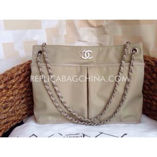 AAA Imitation Chanel Handbag Nylon Apricot