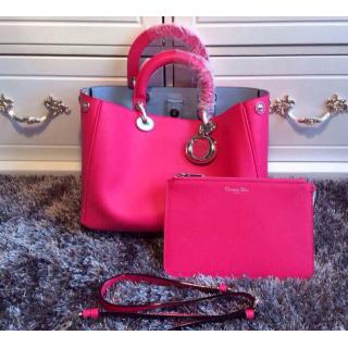 AAAAA Dior Calfskin Diorissimo Small Bag Fushia/Baby Blue