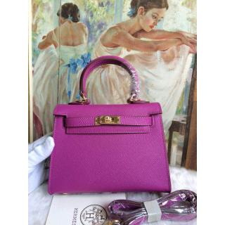 Best Hermes Kelly 20cm Togo Leather Bag Purple