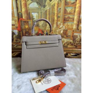 Best Hermes Kelly 25cm Togo Leather Bag Gray