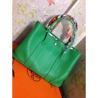 Best Replica Hermes Garden Party 36cm Clemence Veins Calf Leather Bag Green Online