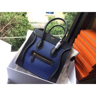 Cheap 1:1 Celine Luggage Micro Bag in Original Leather Blue&Black&White