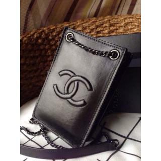 Cheap AAA Chanel Smartphone Holder Pouch Crossbody Bag Black Spring Summer 2014 US