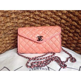 Cheap Best Chanel Python Vintage Flap Chain Cross Body Envelope Bag Nude Pink 2014