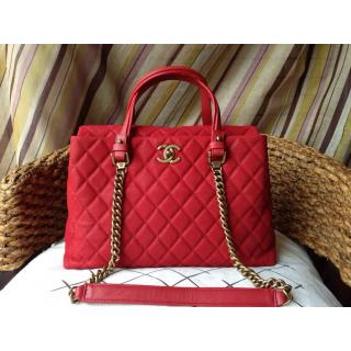 Cheap Chanel Quilted Leather Shopping Shoulder Tote Bag Red