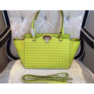 Copy AAAAA Valentino All Over Rockstud Shopping Bag Fluo Yellow