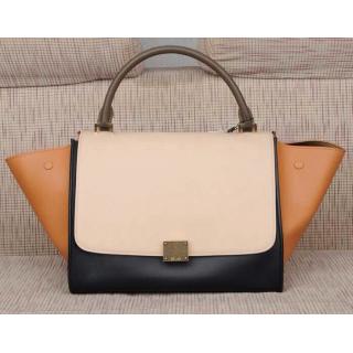 Copy Best Celine Trapeze Bag Top Handle All Leather Bag apricot&camel&black