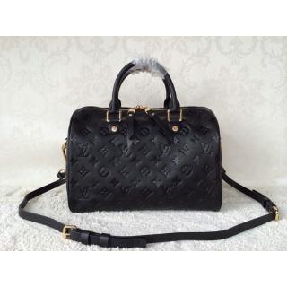 Copy Best Quality Louis Vuitton Monogram Empreinte Speedy Bandouliere 30 Bag M41028 Noir