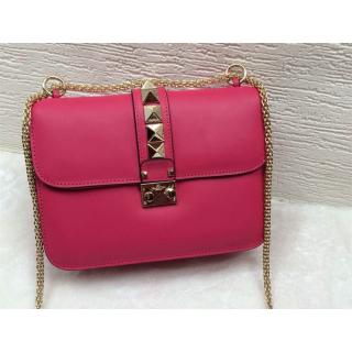 Copy Best Valentino Chain Flap Shoulder Bag Fushia 0312 at USA