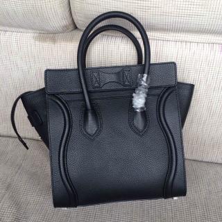 Copy Celine Luggage Micro Bag in Original Grained Leather Black