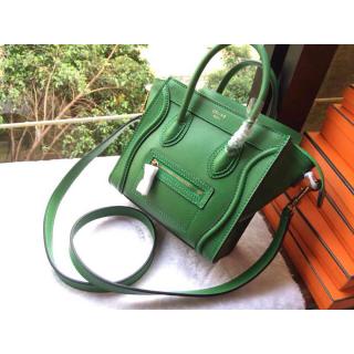 Copy Celine Luggage Nano Bag in Original Leather Green