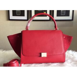 Copy Celine Trapeze Top Handle Bag Original Leather Red at USA