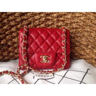 Copy Chanel Clemence Leather Classic Double Flap Shoulder Bag Red