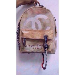 Copy Chanel Graffiti Backpack Bag Beige 2014