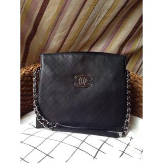 Copy Chanel Hampton Leather Shoulder Bag Black