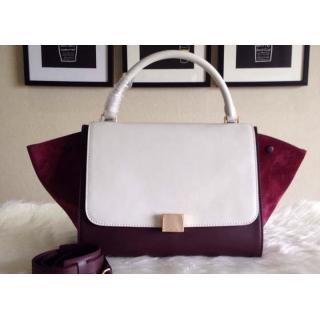 Copy Cheap Celine Trapeze Top Handle Bag Original Leather Creamy&Burgundy&Oxblood