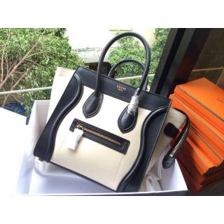 Fake 1:1 Celine Luggage Mini Bag in Original Leather White&Black