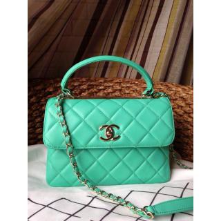 Fake Chanel Trendy CC Small Dual Handle Flap Tote Bag Green 2014