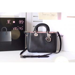 Fake Dior Calfskin Diorissimo Mini Bag Black/Pink