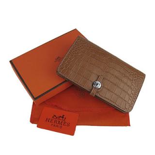 Fake Fake Hermes Wallet Coffee H001 Crocodile