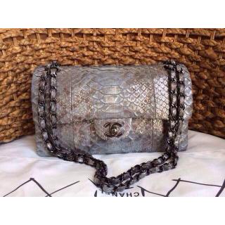 Fake High Quality Chanel Python Leather Classic 2.55 Flap Bag Silver