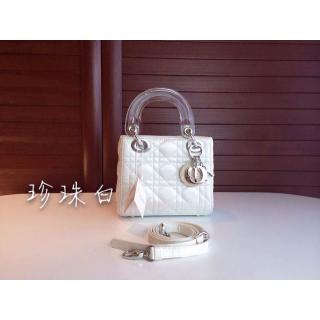 Fake High Quality Lady Dior Bag White with Resin Handle 2014