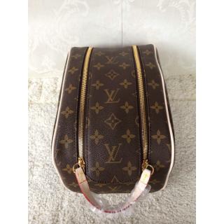 Fake Louis Vuitton Monogram Canvas Double Zip Vanity Bag Gray