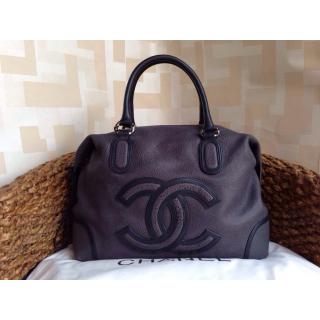 Fake Replica Chanel Calfskin Leather CC Shopping Tote Bag Tan