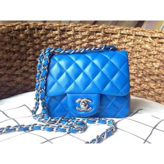 Fake Replica Chanel Lambskin Leather Classic Double Flap Shoulder Bag Sky Blue