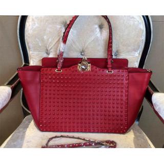 Fake Valentino All Over Rockstud Shopping Bag Red USA