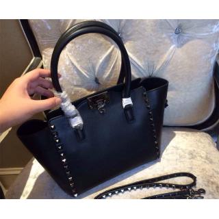 Fake Valentino Rockstud Double Handle Tote Bag Black Sold Online