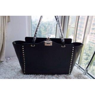 Fake Valentino Rockstud Shopping Bag Black With Silver Hardware