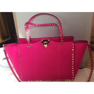 Fake Valentino Rockstud Shopping Bag Fushia at USA