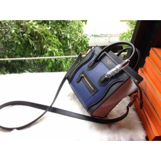 Fashion Celine Luggage Nano Bag in Original Leather Blue&Black&White