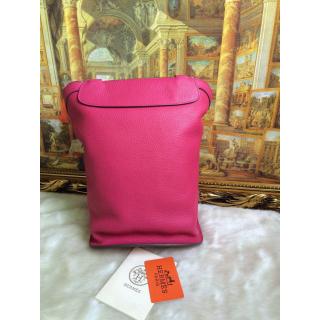 High Imitation Hermes Leather Backpack Bag Fushia