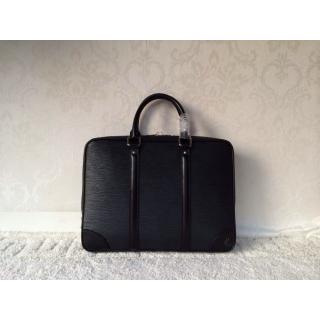 High Imitation Louis Vuitton Porte Documents Voyage Briefcase EPI Mens Small Business Bag Black 2014