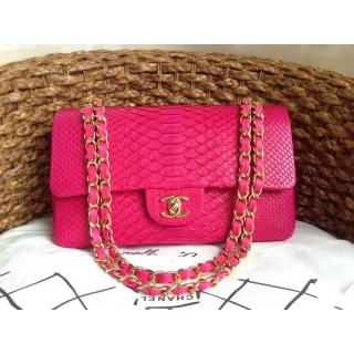 High Quality Chanel Python Leather Classic 2.55 Flap Bag Fuchsia UK