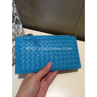 Imitation 1:1 Bottega Veneta Card Holder Lambskin Blue