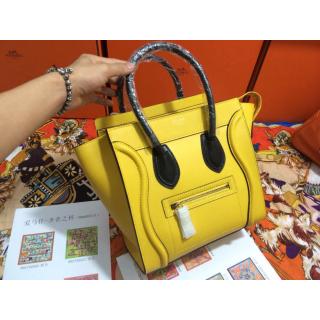 Imitation 1:1 Celine Luggage Micro Bag in Original Leather Yellow&Black