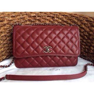 Imitation Best Chanel Classic Quilted Calfskin Leather 3 Layer Flap Shoulder Bag Date Red USA