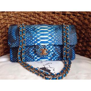 Imitation Best Chanel Python Leather Classic 2.55 Flap Bag Blue&White