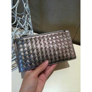 Imitation Bottega Veneta Card Holder Silver Wallet