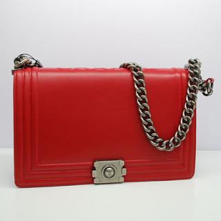 Imitation Boy Chanel bags Ladies Red Lambskin