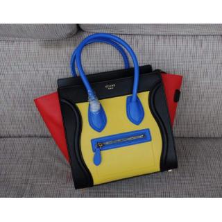 Imitation Celine Luggage Micro Bag in Original Leather Yellow&Blue&Black&Red