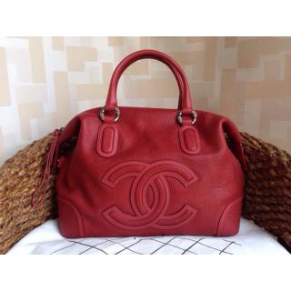 Imitation Chanel Calfskin Leather CC Shopping Tote Bag Red